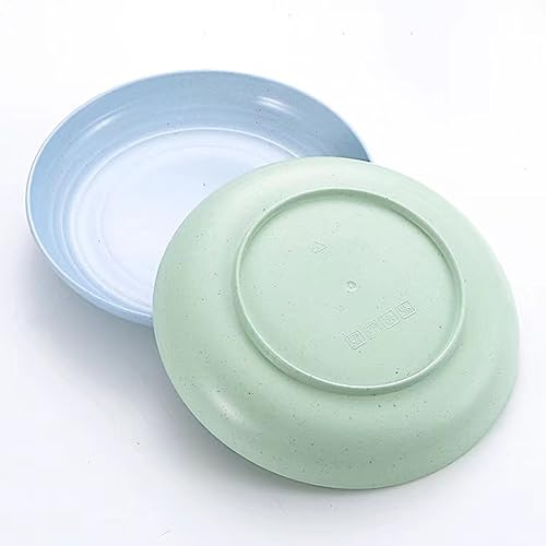 9 Inch Unbreakable Wheat Straw Plates - Reusable Plate Set - Dishwasher & Microwave Safe - Dinner Dishes Lightweight Plates Salad Kids Adult Plate for Kitchen Camping - BPA Free (Plate-9in) - size: Plate-9in