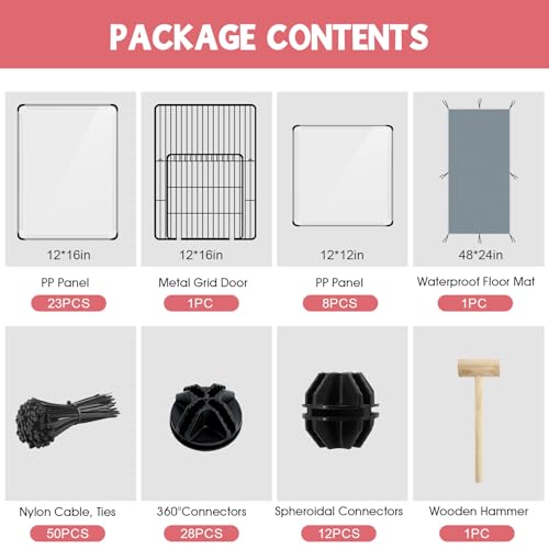 32 Panels Small Animal Playpen, 48" x 32" x 24" Transparent Playpen with Waterproof Mat,Plastic Enclosure,Puppy Play Pen for Chicken,Pet Fence for Guinea Pigs,Bunny,Ferrets,Hamsters,Hedgehogs Indoor - color: 48"L x 32"W x 24"H, style: 32 Plastic Panels