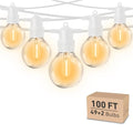 HISTAR 100FT White Outdoor String Lights with 49+2 Led Bulbs, G40 Globe Patio Lights for Backyard Porch Balcony Party Decor - size: 100FT-white