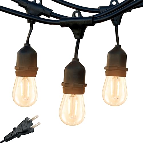Brightech Ambience Pro - Waterproof LED Outdoor String Lights - 7 Hanging, Dimmable 2W Vintage Edison Bulbs - 24 Ft Commercial Grade Patio Lights Create Cafe Ambience in Your Backyard - style: 24 Foot - Warm White (2500K)