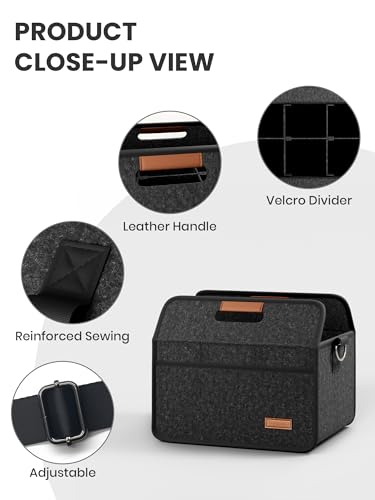 Fluxynara 6-Cup Reusable Felt Drink Carrier with Handle and Adjustable Shoulder Strap, Drink Holder for Car, Multi-Cup Drink Carrier Bag for Delivery, Travel, Picnics (Charcoal Gray) - color: Charcoal Gray, size: 6 Cups