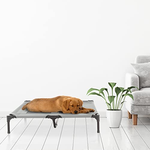 Elevated Dog Bed - 36x29.75-Inch Portable Pet Bed with Non-Slip Feet - Indoor/Outdoor Dog Cot or Puppy Mattress for Pets up to 80lbs by PETMAKER (Gray) - color: Gray, size: Large
