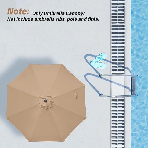 Simple Deluxe 2 Pack 9' Patio Umbrella Replacement Canopy Only Outdoor Table Market Yard Umbrella Replacement Top Cover with 8 Ribs, Tan - color: 2P-Tan Canopys, size: 9ft