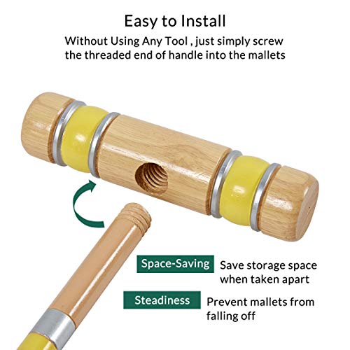 ApudArmis Six Player Croquet Set with Premiun Rubber Wooden Mallets 28In,Colored Ball,Wickets,Stakes - Lawn Backyard Outdoor Game Set for Adults/Teenagers/Family (Large Carry Bag Including) - size: 28'' Standard