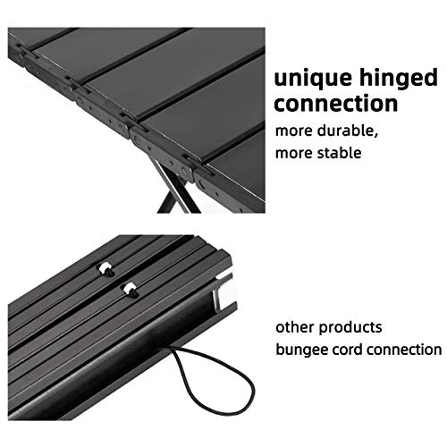 ROCK CLOUD Portable Camping Table Ultralight Aluminum Camp Table Folding Beach Table for Camping Hiking Backpacking Outdoor Picnic, Size M - color: Black, size: Medium