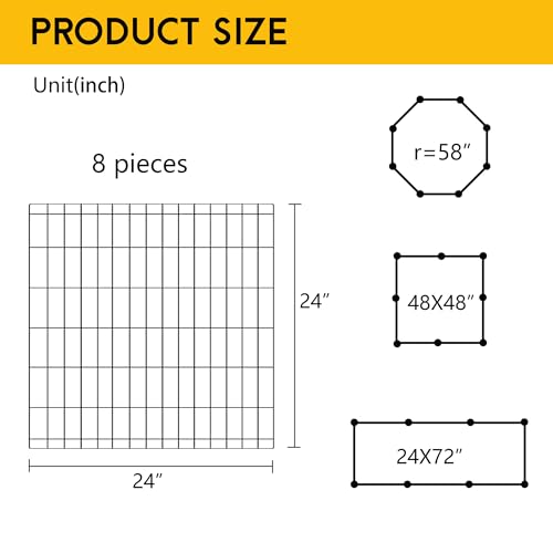 FDW 24 Inch Dog Pen 8 Panel Dog Playpen Indoor Outdoor Metal Puppy Pet Fence Portable Folding Animal Exercise Fence,Black