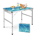VILLEY Folding Camping Table 3FT, Adjustable Height Portable Aluminum Table with Handle, Lightweight Foldable Table for Outdoor Picnic BBQ Travel Camping Indoor Use - size: 35.4" x 23.6"(2 Height)