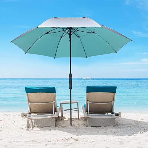 G4Free Vented UV Golf/Beach Umbrella 68" Arc, Auto Open Oversize Extra Large Windproof Sun Shade Rain Umbrellas - color: Silver/Lake Blue