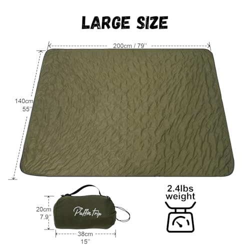 Wearable Warm Camping Blanket Waterproof Windproof Zipper Wear Quilted Fleece Stadium Blanket with Portable Bag for Outdoor Camping Picnic Sports Pet Beach Travel Car 79x55 inches Olive Green - color: Olive Green