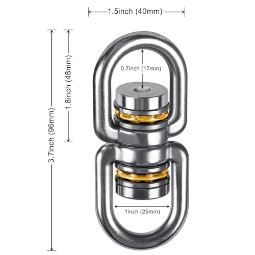 SELEWARE Bearing Swing Swivel, 360° Rotational Device Hanging Accessory for Web Tree Swing, Hammock Chair, Climbing Rope, Aerial Yoga, Kids Swing Swivel, Hold Up to 1200LB, 2 Pack - color: Swivel Only, 2 Pack