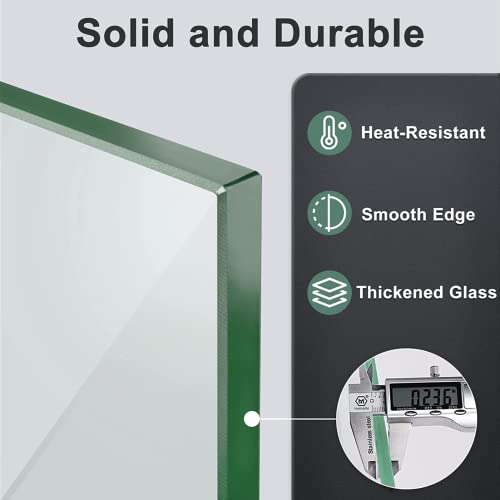 GASPRO 15" x 15" x 6" Fire Pit Glass Wind Guard, Tempered Glass Firepit Table Shield, Thick and Sturdy, with Hard Aluminum Corner Bracket & Rubber Feet, Easy to Assemble - size: 15" x 15" x 6"