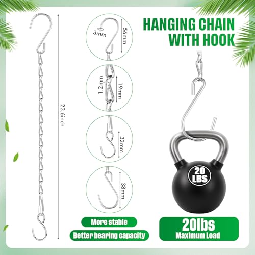 EBOOT 2 Pcs Hanging Chain for Bird Feeders, Planters, Lanterns and Ornaments(23.6 Inch,Silver) - color: Silver, size: 23.6 Inch