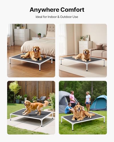VEVOR Chew Proof Elevated Dog Bed, Portable Raised Dog Cot with Aluminum Tube Metal Frame and Breathable Textilene Mesh, Indoor & Outdoor Pet Cooling Raised Hammock Bed, XL, Gray - size: XL