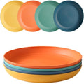 4 Pcs Wheat Straw Dinner Plates, 7.8 Inch Unbreakable Reusable Plastic Plates, Microwave & Dishwasher Safe, Lightweight Salad Dishes for Kitchen Camping, BPA Free (4 Colors) - color: 4 Colors