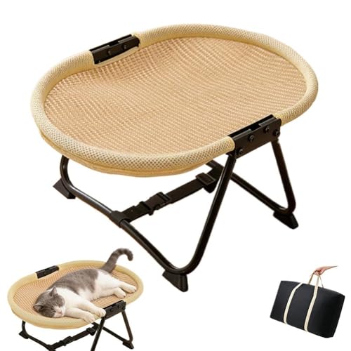 Cat Bed Hammock, Free-Standing Elevated Dog Cot for Indoors and Outdoors,Foldable No-Assembly Pet Bed with Breathable Mesh,Lightweight Raised Pet Cot for Cats and Small Dogs (Brown) - color: Brown