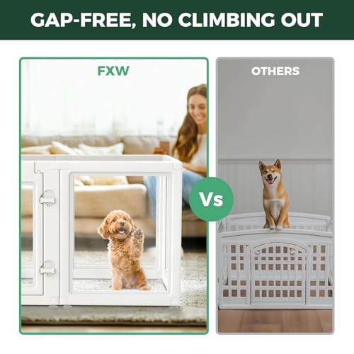 FXW AuraSpace Acrylic Indoor Dog Playpen for Puppies and Small Dogs, 24 Inch, 10 Panels, White - color: White, size: 24"H