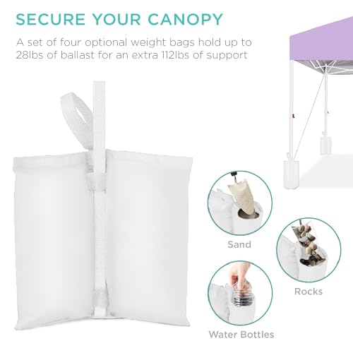 Best Choice Products 10x10ft Pop Up Canopy Tent, Outdoor Shade, 1 Person 1 Minute Set Up, Carry Case, 4 Weight Bags - Lilac/White - color: Lilac/White, size: 10x10ft