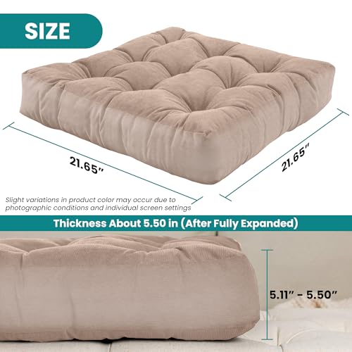 NEST & LOOM Floor Cushions - Floor Chair Pillow, Meditation Cushion, Square Large Floor Pillow, Solid Thick Tufted Floor Pillow - Beige - 21.65" x 21.65" - color: Beige