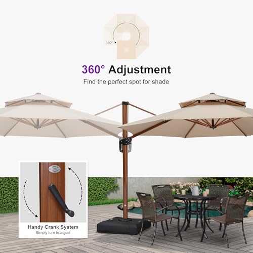 PURPLE LEAF 12ft Patio Umbrella Outdoor Round Large Cantilever Umbrella Windproof Offset Umbrellas Heavy Duty Sun Umbrellas for Garden Deck Pool Patio, Beige - color: Beige, size: 12 Feet, style: Umbrella