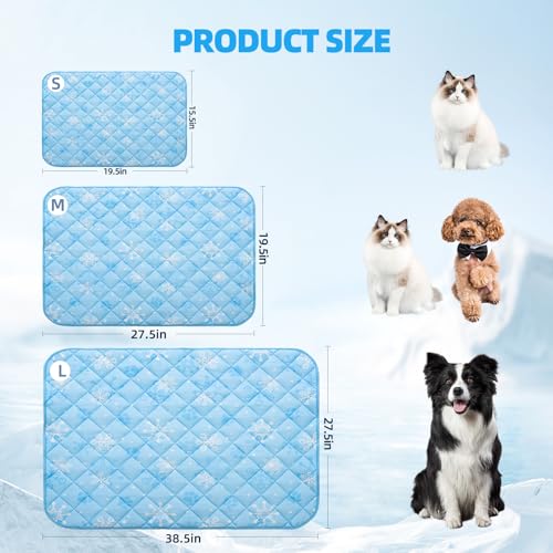 Homimp Dog Cooling Mat, 19.5" x 27.5" Thicken Self-Cooling Mat for Dog&Cat,Internal Waterproof& Endothermic,Washable Pet Ice Cool Pad Blanket,Pet Sleeping Pad for Indoor Outdoor in Summer, Non-Toxic - color: Sky Blue Paw, size: Medium 19.5IN x 27.5IN