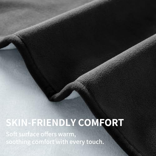 QiyI Waterproof Blanket for Bed King Size, Washable Reversible Bed Cover, Large Leakproof Stain-Resistant Furniture Protector for Travel & Camping, 80"x90", Black/Light Grey - color: Black/Light Grey, size: 80"×90"