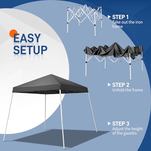 Outvita Canopy 6x6' Pop Up Commercial Instant Gazebo Tent, Waterproof & UV Protection Canopy Tent with Slant Legs for Party Wedding Birthday BBQ Events - style: 6x6-gray