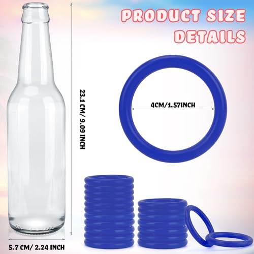 30 Pcs Ring Toss Game Carnival Game Set Include 24 Plastic Throw Rings and 6 Glass Bottles for All Occasions and Events, Summer Backyard Fun, Beach, Carnival Party Favor - color: Blue, size: 1.57"