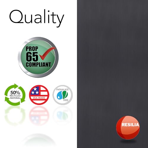 RESILIA Black V-Groove Utility Runner - Waterproof Vinyl Floor/Surface Protector, Heavy Duty Mats, Indoor Hardwood, Hard Floors, Garage, Hallway, Entryway, Kitchen, & Outdoor, 36” x 12’, Made in USA - size: 36" x 144"