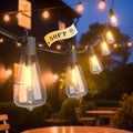 FOOMAN LED Outdoor String Lights, 50FT Outside Waterproof Patio Lights with 25+2 Shatterproof ST38 Edison Bulbs, 2700K Warm White Hanging Light, Dimmable Light for Backyard Garden Bistro Party - size: 50FT
