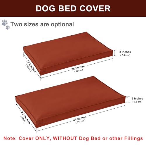Dog Bed Covers Replacement Washable, Waterproof Dog Bed Cover with Zipper, 44Lx32Wx3H inch Durable Oxford Pet Bed Cover for Outdoor/Indoor Use, Cover Only, Tangerine - color: Tangerine, size: 44*32*3 inch