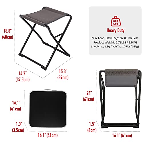 SUNNYFEEL 3 in 1 Folding Camping Table, Stool, and Footrest, Lightweight Portable up to 300 LBS, Easy to Carry for Beach, Fishing, Trip, Picnic, Lawn, Concert Outdoor - color: 3 in 1-black-1set