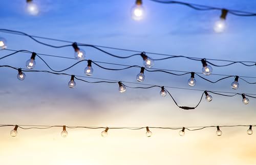 100FT Outdoor String Lights with 102 Shatterproof G40 LED Clear Globe Bulbs for Indoor/Outdoor, 2-Pack 50FT Connectable Hanging Lights for Party Decor - size: 100ft/102led Bulbs