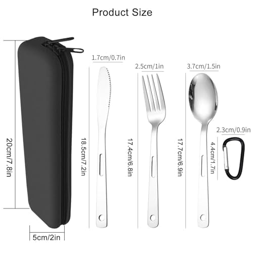 Travel Utensils Set with Silicone Case, Stainless Steel Silverware Set for Work Lunch Camping Picnic, Portable Cutlery Set on the Go, Easy to Clean (Black) - color: Black