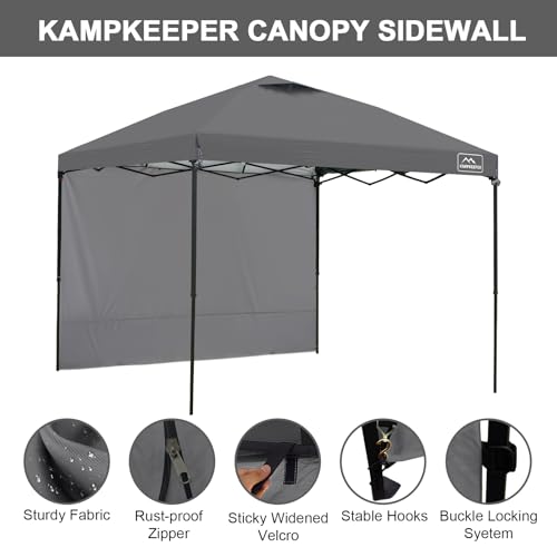 KAMPKEEPER 10X10 Canopy Tent Sidewalls with Zipper for Canopy Frame, 3Pcs Sunwalls Only, UPF50+ Waterproof Side Walls(Dark Grey) - color: Dark Grey