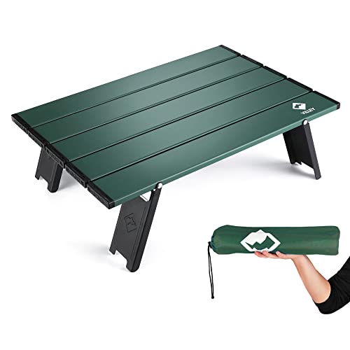 VILLEY Portable Mini Folding Beach Table, Ultralight Aluminum Side Table with Carry Bag for Camping, Picnics, and Outdoor Activities - Green - color: Green
