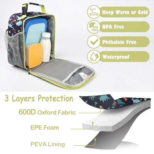 CaCTOUR Lunch Box Kids,Premium Insulated Lunch Bag for Girls Boys,Soft Bag Mini Cooler Back to School Thermal Reusable Lunch Bag for Work School Picnic (Dino) - color: C-Dino