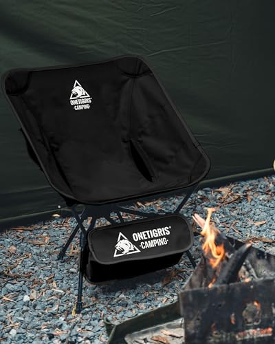 ONETIGRIS Tigerblade Camping Chair, Lightweight Folding Backpacking Hiking Chair, Compact Portable 330 lbs Capacity - color: Black