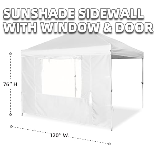 Sunshade Sidewall, SunWall with Door and Window for 10×10 Pop Up Canopy Straight Leg, Outdoor Instant Canopies Wall, 1 Pack Canopy Sidewall Only (Spliceable, White) - color: White - Spliceable