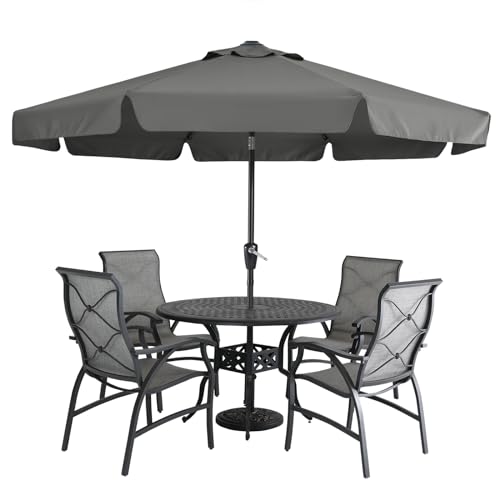 MASTERCANOPY Valance Patio Umbrella for Outdoor Table Market -8 Ribs (10ft, Dark Gray) - color: Dark Gray, size: 10FT