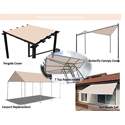 Alion Home Waterproof Rectangle Sun Shade Sail Straight Edge Canopy Cover with Grommet for Pergola Patio Gazebo Carport Outdoor Car Tent (7' x 10', Beige Tan) - color: Beige Tan, size: 7' x 10'
