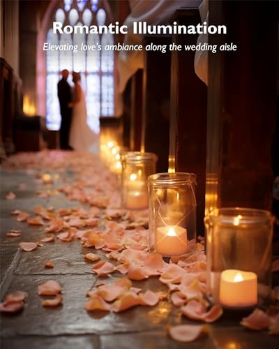 Homemory 12-Pack Flameless LED Tea Lights Candles Battery Operated, 200+Hour Fake Electric Candles TeaLights for Votive, Aniversary, Wedding Centerpiece Table Decor, Funeral, Halloween, Christmas - color: Bright Amber Glow – White Body, size: Pack of 12