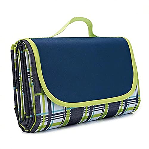 Foldable Picnic Blankets Large Thick Waterproof Sandproof Beach Blanket Sandproof Outdoor Mats for Camping Hiking Grass Travelling Park Outing 57 x 70.86 inch Blue Plaid - size: 145 cm x 180 cm
