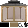 Coastshade Gazebo Canopy Mesh Walls Replacement 10x10 Gazebo Pergola Mosquito Screen Netting for Gazebos with 48Curtain Rings & 48Rail Hooks,Khaki - color: Khaki, size: Meshwall-10 x 10 ft