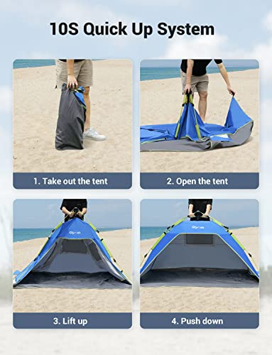 Glymnis Pop Up Beach Tent Sun Shade Shelter for 3-4 Person with UPF 50+, Lightweight & Easy Setup, Vent Windows & Zippered Door, Extended Floor Family Instant Beach Tent - color: Dark Blue