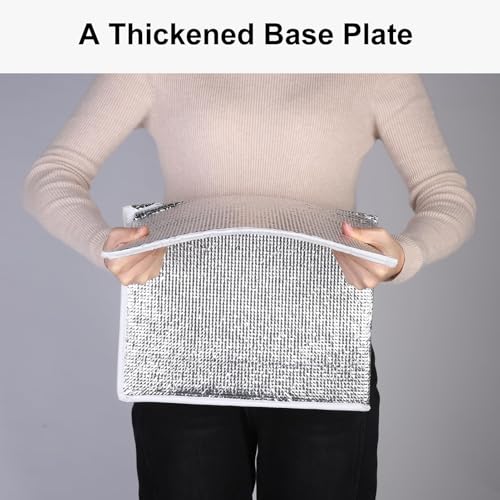Bodaon Cooler Insulated Food Delivery Bag with Hard Bottom for Rideshare Bag, XXX-Large Thermal Bags for Catering/Hot Pizza, Travel/Camping/Picnic Basket，Grocery Reusable Warmer and Frozen, Gray - color: Grey+Hard Bottom