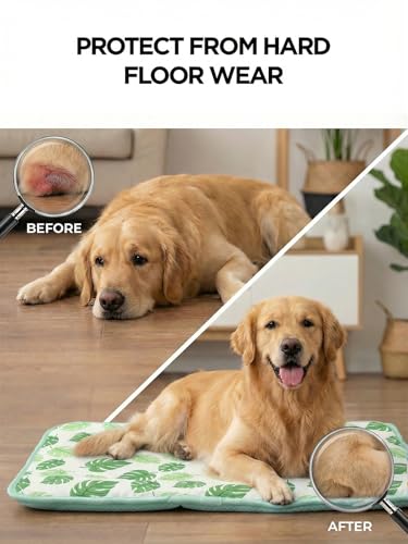 Dog Cooling Mat for Dogs & Cats, Soft Breathable Cooling Pad for Dog Bed, 23"x18" Self Cooling Crate Mat for Dogs, No Gel Washable Non-Slip Pet Cooling Mat Indoor Outdoor, Leaf - color: Leaf, size: 23"x18"(Small)