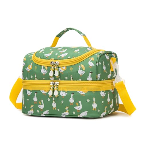 Insulated Kids Dual Compartment Lunch Bags Tote for Girls Boys Toddler Lunch Boxes Pre-School Toddler Kindergarten Picnic Camp Food Cooler Thermal with Strap (Z Ducks) - color: Z Ducks