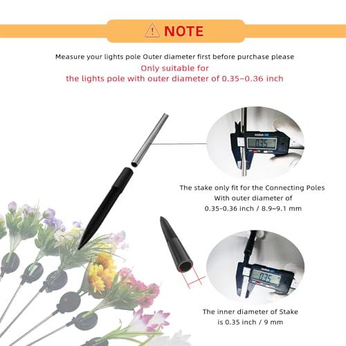 10 Pack Solar Light Stakes Replacement (Fit for Pole Outer Diameter 0.35in), ABS Reinforced Ground Spikes for Outdoor Solar Landscape Pathway Christmas Lights Yard Garden Deco - size: OD-0.35"ABS