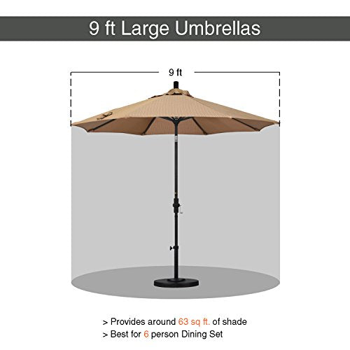 California Umbrella 9' Round Aluminum Patio Umbrella, Crank Lift, Collar Tilt, Bronze Pole, Terrace Sequoia Olefin - color: Sequoia