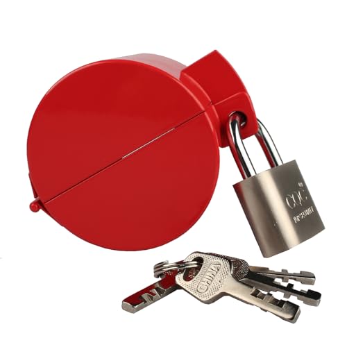 Outdoor Faucet Lock, Water Spigot Lock, Metallic Red with Padlock, Metal, Suitable for Garden Faucets, Hose Bib Lock, Water Hose, Hose Spigot, Prevent Water Theft, Child Proof - color: Red